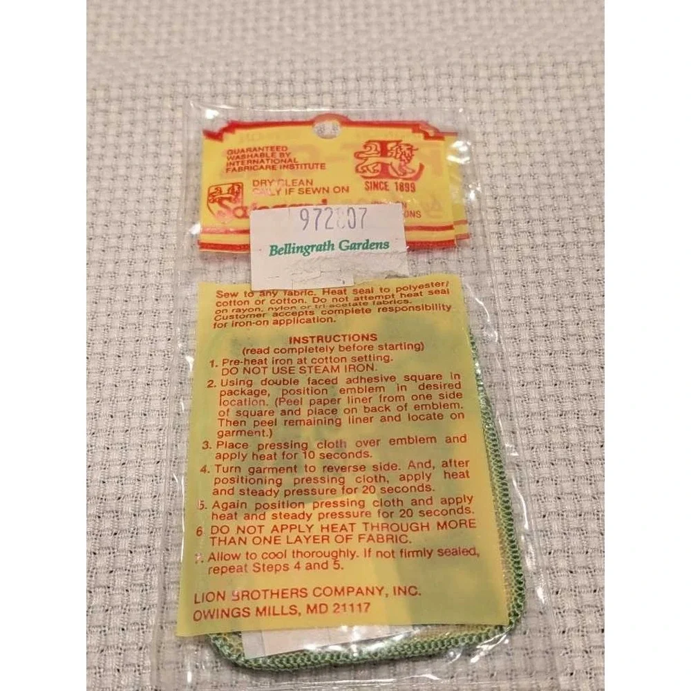 Bellingrath Gardens‎ Embroidered Patch Sew On Iron On Lion Brothers 1982